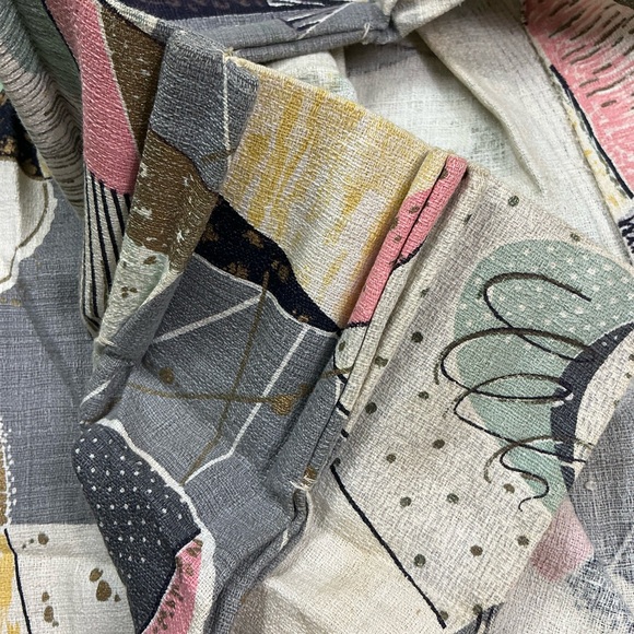 Vintage mid century spectrum atomic lightweight bark cloth curtains set of two - Picture 2 of 8